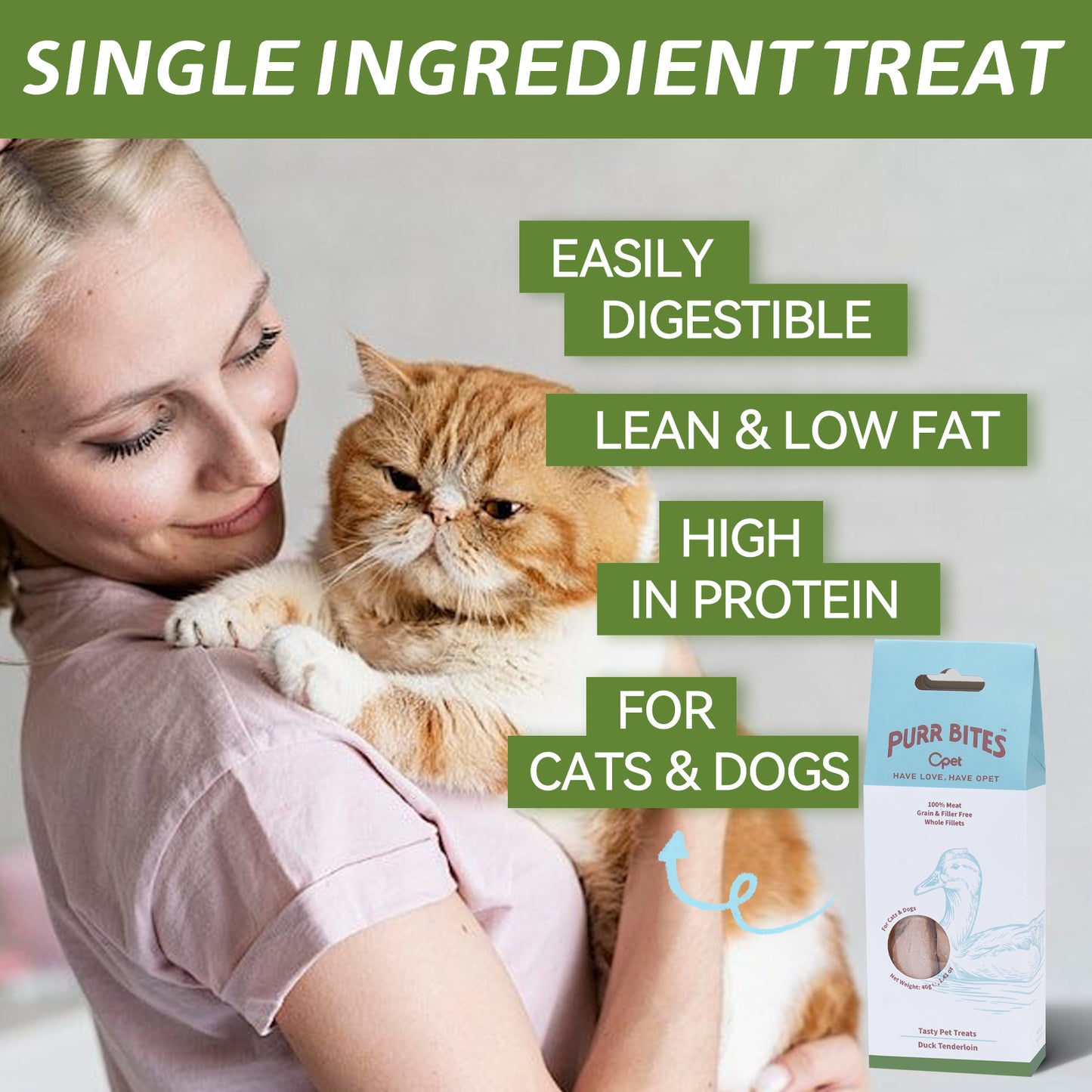 OPET Premio Liofilizado para Gatos (Filetes de pechuga de pato enteros, 40 g)
