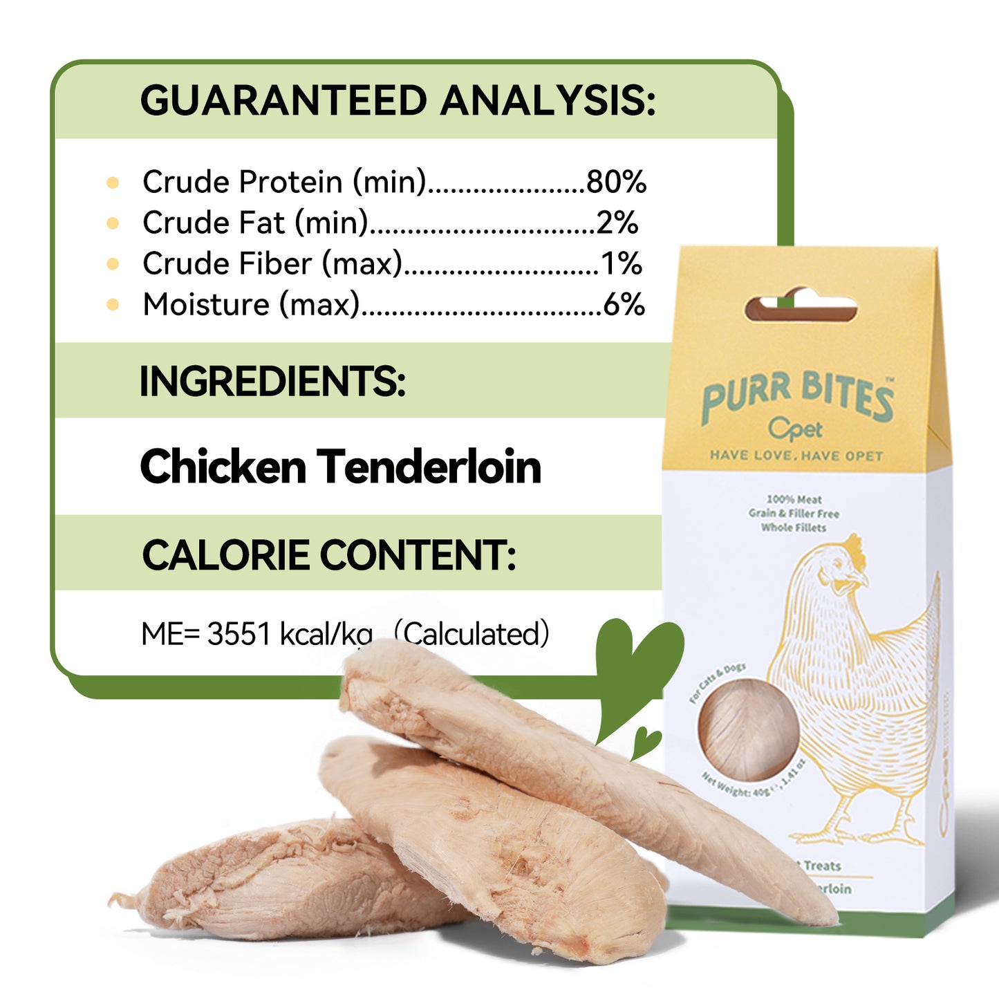 OPET Premio Liofilizado para Gatos (Filetes de pechuga de pollo enteros, 40 g)