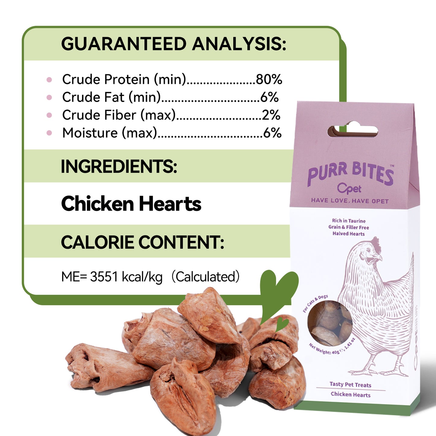 OPET Premio Liofilizado para Gatos (Corazón de pollo, 40g)
