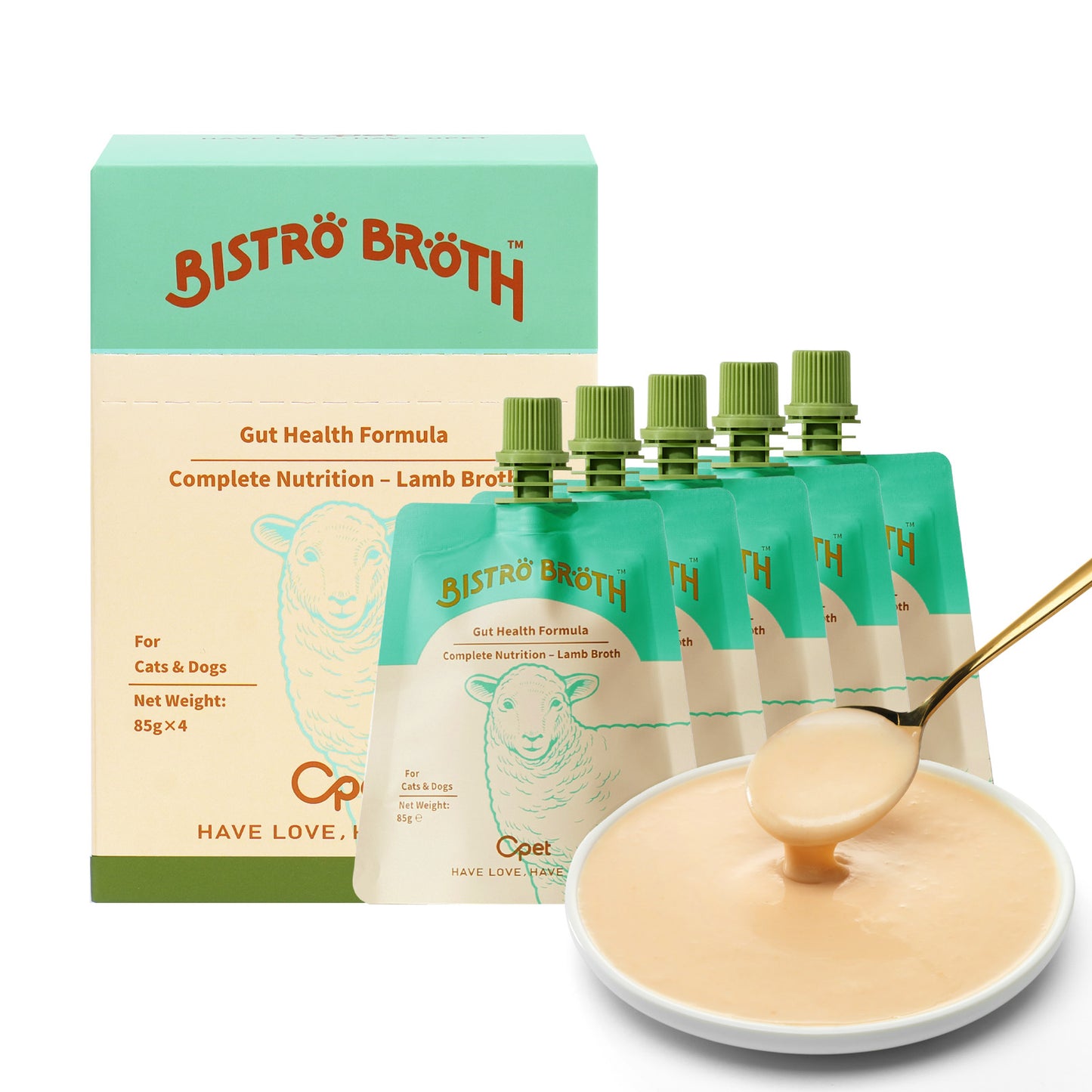 OPET Bistro Broth Comida Húmeda para Gatos 85g (Cordero, paquete de 4)