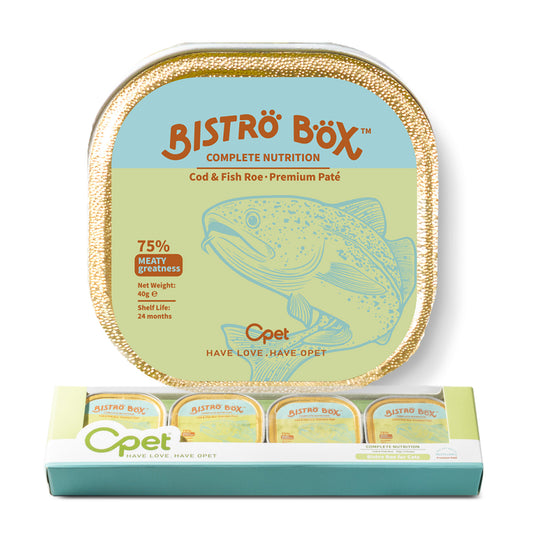 OPET Bistro Box Comida Húmeda para Gatos 40g (Bacalao, Paquete de 4)